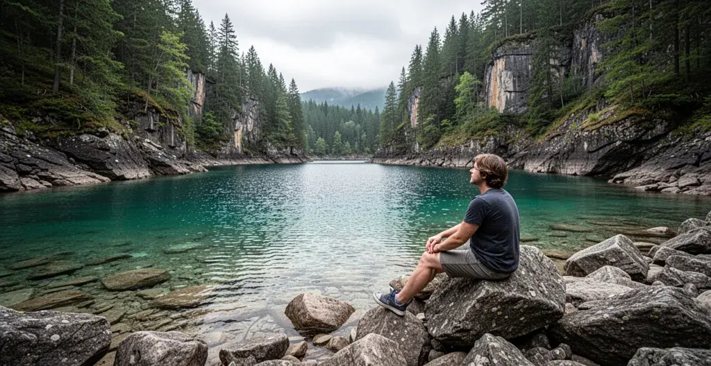 Crique naturelle au pied du Roc de Chère avec eau cristalline